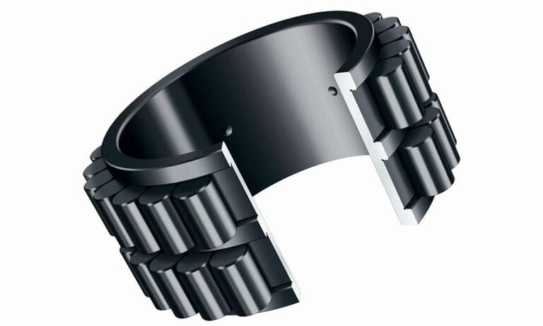 Roulement à rouleaux cylindriques avec revêtement Durotect® B : pour un frottement plus faible et moins d’usure, par exemple dans les multiplicateurs de vitesse des éoliennes. © Schaeffler