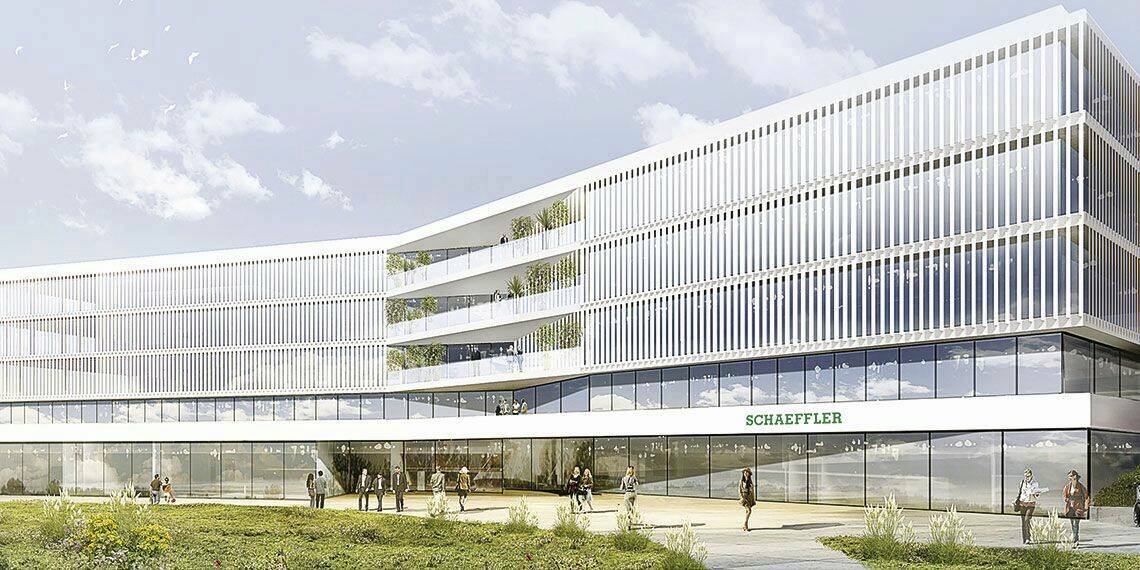 Le bâtiment, qui devrait être occupé début 2024, est construit selon les dernières normes de durabilité. © Schaeffler