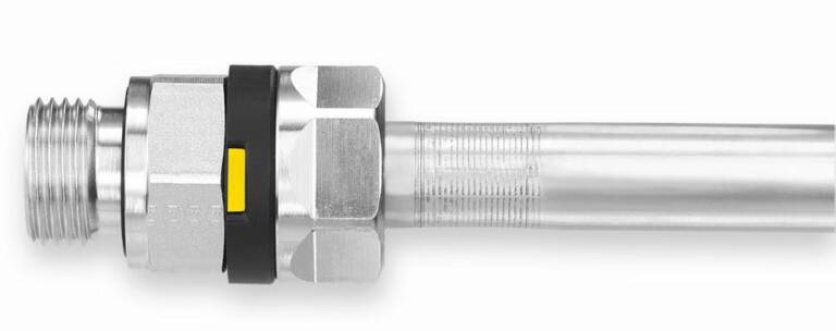 La dernière génération de raccords EO3 pour tubes rigides et flexibles dispose d’un repère visuel grâce auquel les opérateurs sont certains que le montage est conforme aux instructions. © Parker Hannifin