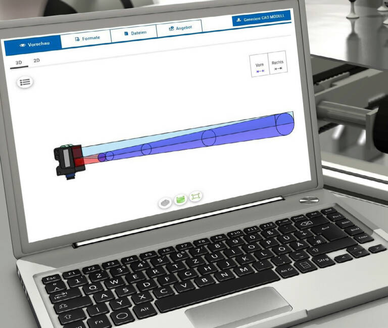 Pour les détecteurs optiques Baumer, le tracé du faisceau est intégré dans les données CAO 3D. Le processus allant de la conception au montage s’en trouve simplifié, car le détecteur peut être installé exactement comme il a été conçu, sans nécessiter de réglage fin. © Baumer