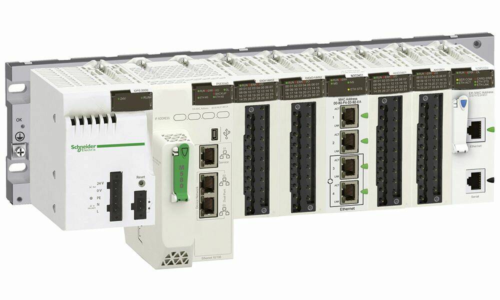 L’e-automate Modicon M580 High End ePAC est le premier automate « tout Ethernet » conçu pour l’Internet industriel des objets. © Schneider Electric