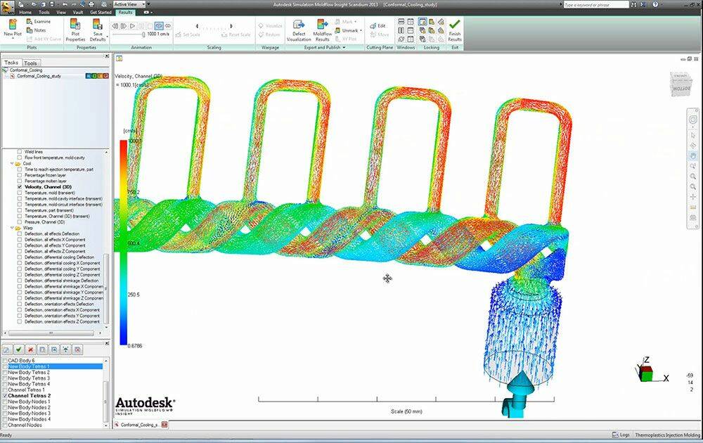 MoldFlow, logiciel de simulation de moulage par injection de matières plastiques aide les fabricants à valider et optimiser la conception des pièces plastiques et des moules d’injection en prévoyant précisément le processus d’injection de matières plastiques. © Autodesk