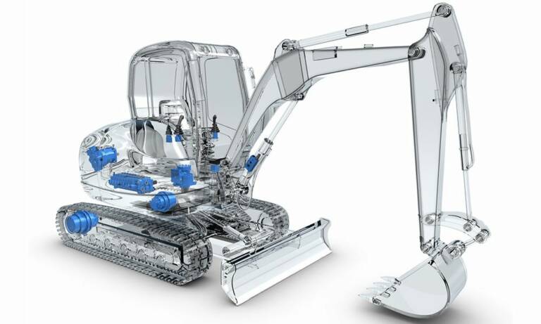  Pour un même engin, il faut adapter les composants à des moteurs thermiques de moindre puissance en augmentant la puissance massique des moteurs et des pompes hydrauliques.© Bosch Rexroth