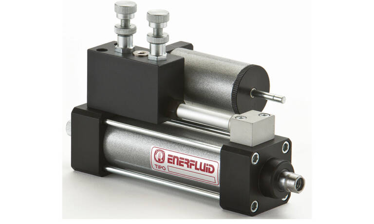 Le vérin pneumo-hydraulique Fluideq permet souvent de se passer de centrale hydraulique. © Fluideq