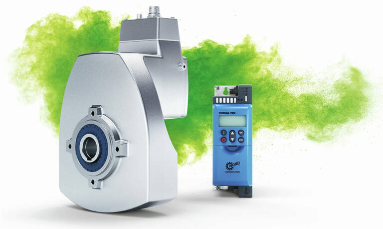 Nord Réducteurs a développé le motoréducteur DuoDrive, une solution intégrée combinant moteur synchrone IE5+ et réducteur hélicoïdal dans un seul carter. © Nord Réducteurs