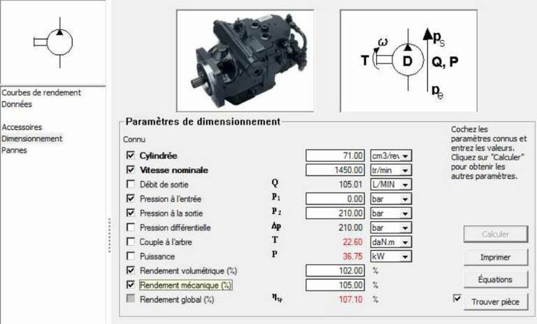 Fig. 7 : Exemple de calcul de pompe. © Smaguine Engineering