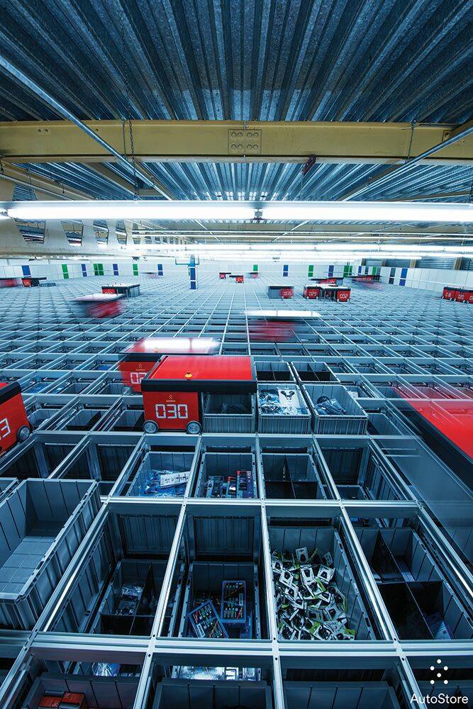 Blickle a équipé une entreprise norvégienne d’une solution spécifique, pour son système automatisé &nbsp;de stockage et de prélèvement de boîtes en plastique. © AutoStore
