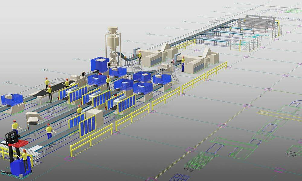La Factory Design Suite permet d’optimiser l’implantation des usines avant leur réalisation en créant des maquettes numériques combinant 2D et 3D. © Autodesk

