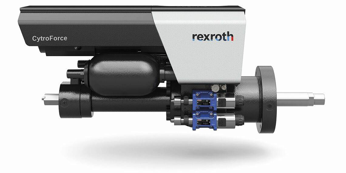 CytroForce est un nouvel axe hydraulique autonome de Rexroth visant à réduire les structures encombrantes pour obtenir un système d'entraînement linéaire compact. © Bosch Rexroth
