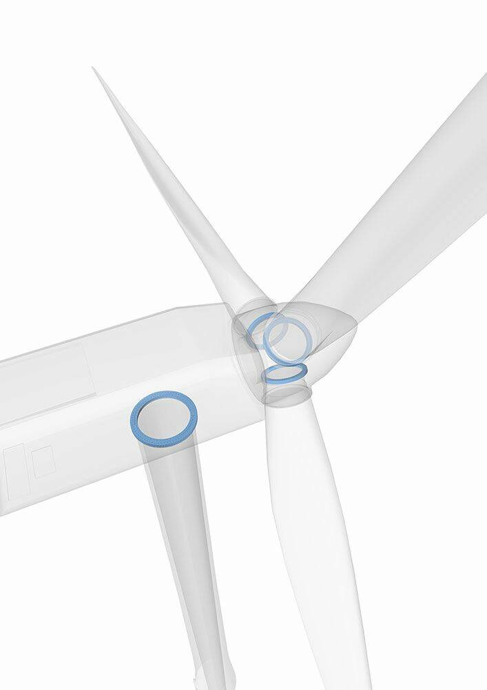 Les roulements SKF équipent les différentes parties des éoliennes. © SKF
