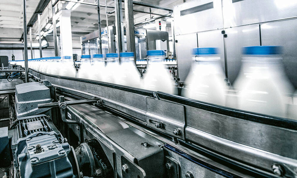 L'usine d'embouteillage de lait était confrontée toutes les 16 semaines en moyenne à des défaillances des roulements des convoyeurs. © Studio/Shutterstock
