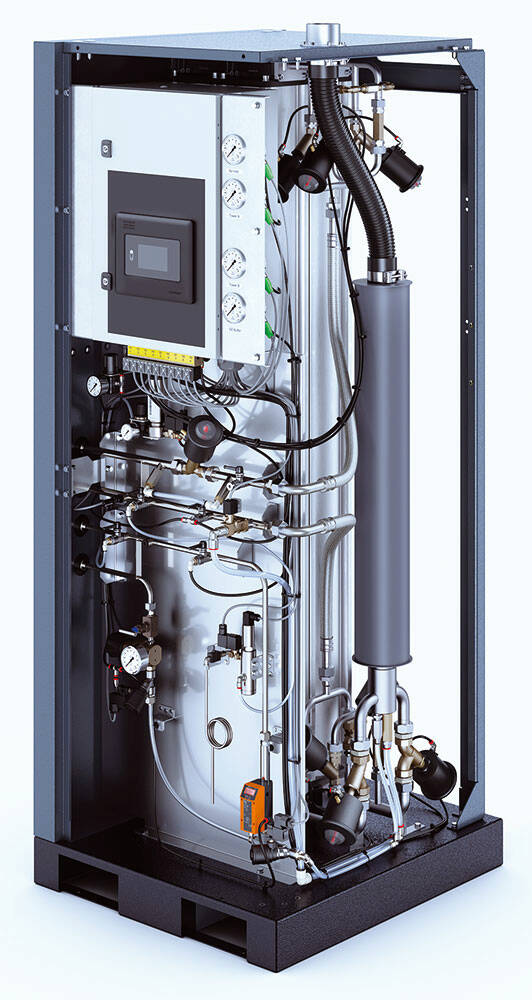 Atlas Copco a optimisé la technologie d’absorption par inversion de pression pour améliorer l’efficacité de son nouveau générateur d’oxygène OGP+. © Atlas Copco
